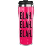 Pixly® Blah Blah Blah Pink Thermal Travel Mug Coffee Tea Flask, 400ml/14oz Capacity, Funny Joke Fun Gift for Him Her, Pink