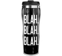 Pixly® Blah Blah Blah Thermal Travel Mug Coffee Tea Flask, 400ml/14oz Capacity, Funny Joke Fun Gift for Him Her, Black