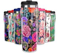 Pixly® Botanical Flowers Thermal Travel Mug Coffee Tea Flask, 400ml/14oz Capacity, Flower, Floral Pattern - Botanical Blush
