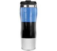 Pixly® Estonia Flag Thermal Travel Mug Coffee Tea Flask, 400ml/14oz Capacity, Estonian Country Flag