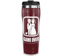 Pixly® Game Over Marriage Thermal Travel Mug Coffee Tea Flask, 400ml/14oz Capacity, Funny Joke Valentine Gift for Wife Husband Him/Her