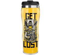 Pixly® Get Lost Thermal Travel Mug Coffee Tea Flask, 400ml/14oz Capacity, Funny Joke Fun Gift for Him Her, Yellow