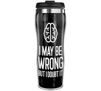 Pixly® I May Be Wrong But I Doubt It Thermal Travel Mug Coffee Tea Flask, 400ml/14oz Capacity, Funny Joke Gift for Him Her, Black
