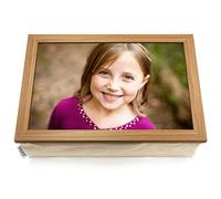 Pixly® Large Personalised Custom Photo Lap Tray Lap top Cushion Bean Bag | Oak Finish A3