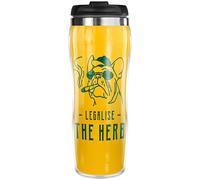 Pixly® Legalise The Herb Thermal Travel Mug Coffee Tea Flask, 400ml/14oz Capacity, Funny Joke Gift for Him Her, Yellow
