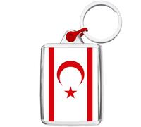 Pixly® North Cyprus Flag Keyring Key Fob Country Keychain Keepsake Northern Cypriot Turkish KKTC Souvenir Gift