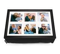 Pixly® Personalised Custom Collage Photo Cushioned Lap Tray Lap Top Serving Cushion with Bean Bag | A3 (Black (Layout 2))