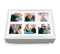 Pixly® Personalised Custom Collage Photo Cushioned Lap Tray Lap Top Serving Cushion with Bean Bag | A3 (White (Layout 2))