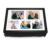 Pixly® Personalised Custom Collage Photo Cushioned Lap Tray Lap Top Serving Cushion with Bean Bag | A3 (Black (Layout 1))