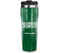 Pixly® Saudi Arabia Flag Thermal Travel Mug Coffee Tea Flask, 400ml/14oz Capacity, Saudi Arabian Country Flag
