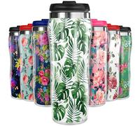 Pixly® Tropical Plant Thermal Travel Mug Coffee Tea Flask, 400ml/14oz Capacity, Flower, Floral Pattern - Tropical Monsterra