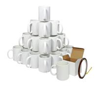 PixMax 36 White Sublimation Mugs With Boxes & Heat Tape Roll