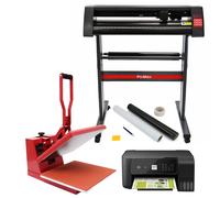 PixMax Heat Press Clam 38 x 38cm, Vinyl Cutter, Printer & Weeding Pack