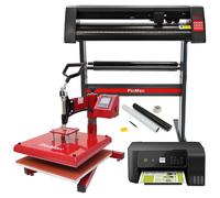 Heat Press Swing 38 x 38cm, Vinyl Cutter, Printer & Weeding Pack Sublimation Transfer Bundle