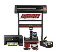 Graphics Bundle: 5 in 1 Heat Press Vinyl Cutter with Printer & Sublimation Cartridges, Heat Transfer Presser Vinyl Plotter 10 Free Sheets of Sublimation Paper & 22m Free Heat-Resistant Tape