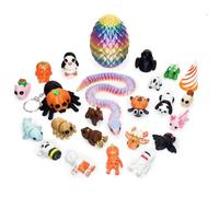 Pixnest 19 Pcs 3D Printed Snake & Animals Set, 3D Printed Toys Articulated Fidget Toy, 11 Inch Snake in Egg, Halloween Fun Gift Stress Relief Desk Decor & Keys Pendant, Gift Party Xmas for Kids