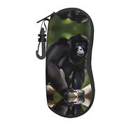 PIXOLE Black Polka Dot print Unisex eyeglasses box Cases,Protective Case For Glasses, sunglasses soft case,glasses case, Black Gibbon Monkey, One size
