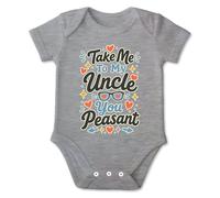 PIXPRINT Baby Bodysuit Take Me To My Uncle Cheeky Graphic Short Sleeve Cotton Onesie for Newborns Playful Heart Sunglasses Colourful Print Poppers Easycare - Girls