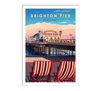PIXPRINT Brighton Pier, England. Vintage Travel Poster Art Print. Home Décor