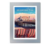 PIXPRINT Brighton Pier, England. Vintage Travel Poster Art Print. Home Décor