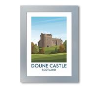 PIXPRINT Doune Castle, Scotland - Romantic Travel Poster of Medieval Keep & Rolling Highlands Giclée Art Print 145-3