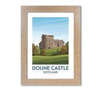 PIXPRINT Doune Castle, Scotland - Romantic Travel Poster of Medieval Keep & Rolling Highlands Giclée Art Print 145-3