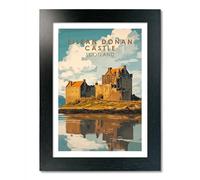 PIXPRINT Eilean Donan Castle, Scotland. Vintage Travel Poster Art Print. Home Décor