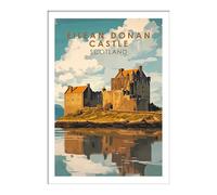 PIXPRINT Eilean Donan Castle, Scotland. Vintage Travel Poster Art Print. Home Décor