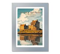 PIXPRINT Eilean Donan Castle, Scotland. Vintage Travel Poster Art Print. Home Décor