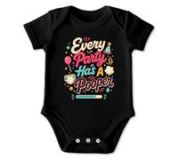 PIXPRINT Every Party Has A Pooper Baby Bodysuit Soft Comfortable Cotton Short Sleeve Onesie with Humorous Celebration Print for Newborns Proud Parents - Boys