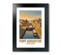 PIXPRINT Fort Augustus, Scotland - Loch Ness Locks in Golden Light, Vintage Travel Poster Gi Art Print 303-2