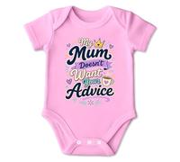 PIXPRINT Funny Mum Slogan Baby Bodysuit - Soft Cotton Short-Sleeve Infant Suit with Quick-Change Poppers, Humorous 'My Mum Doesn't Want Your Advice' Graphic for Newborns - Girls