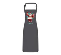 PIXPRINT Funny Muscle Santa Apron for Adults - 'Big Nick Energy' Cartoon Graphic for Cooking BBQ Baking - Adjustable neck cotton blend