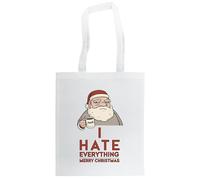 PIXPRINT Grumpy Santa Tote Bag - Reusable Cotton Shopper with Humorous 'I Hate Everything' Christmas Design Gift for Friends & Secret Santa