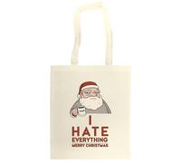 PIXPRINT Grumpy Santa Tote Bag - Reusable Cotton Shopper with Humorous 'I Hate Everything' Christmas Design Gift for Friends & Secret Santa