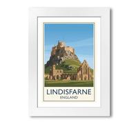PIXPRINT Lindisfarne, England - Holy Island Travel Poster: Romantic Abbey, Castle & Tidal Causeway Giclée Art Print 168-3