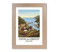 PIXPRINT Lynton and Lynmouth, England - Romantic Coastal Travel Poster of Exmoor Cliffs & Cliff Railway Gi Art Print 484-1