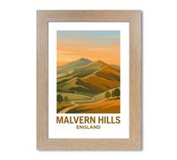 PIXPRINT Malvern Hills, England - Romantic Travel Poster of Rolling Ridges & Sunset Walks Giclée Art Print 210-2