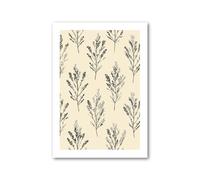 PIXPRINT Minimal Scandinavian Wildflower Stems Wall Art - Neutral Cream and Charcoal Botanical Pattern Home Decor Giclée Art Print on Natural Paper