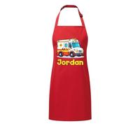 PIXPRINT Personalised Any Name Ambulance Waterproof Kids Apron. Craft, Bake, Cook. Boy, Girl, Unisex. Gift