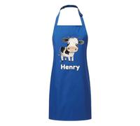 PIXPRINT Personalised Any Name Cow Waterproof Kids Apron. Craft, Bake, Cook. Boy, Girl, Unisex. Gift