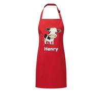 PIXPRINT Personalised Any Name Cow Waterproof Kids Apron. Craft, Bake, Cook. Boy, Girl, Unisex. Gift