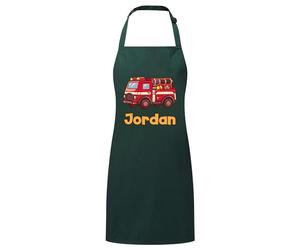 PIXPRINT Personalised Any Name Fire Engine Waterproof Kids Apron. Craft, Bake, Cook. Boy, Girl, Unisex. Gift