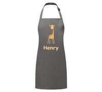 PIXPRINT Personalised Any Name Giraffe Waterproof Kids Apron. Craft, Bake, Cook. Boy, Girl, Unisex. Gift