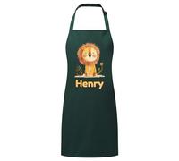 PIXPRINT Personalised Any Name Lion Waterproof Kids Apron. Craft, Bake, Cook. Boy, Girl, Unisex. Gift