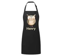 PIXPRINT Personalised Any Name Owl Waterproof Kids Apron. Craft, Bake, Cook. Boy, Girl, Unisex. Gift