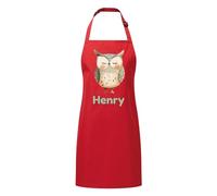 PIXPRINT Personalised Any Name Owl Waterproof Kids Apron. Craft, Bake, Cook. Boy, Girl, Unisex. Gift