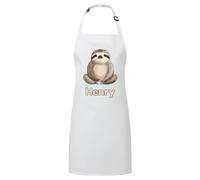 PIXPRINT Personalised Any Name Sloth Waterproof Kids Apron. Craft, Bake, Cook. Boy, Girl, Unisex. Gift