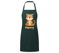 PIXPRINT Personalised Any Name Tiger Waterproof Kids Apron. Craft, Bake, Cook. Boy, Girl, Unisex. Gift
