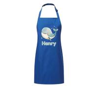 PIXPRINT Personalised Any Name Whale Waterproof Kids Apron. Craft, Bake, Cook. Boy, Girl, Unisex. Gift